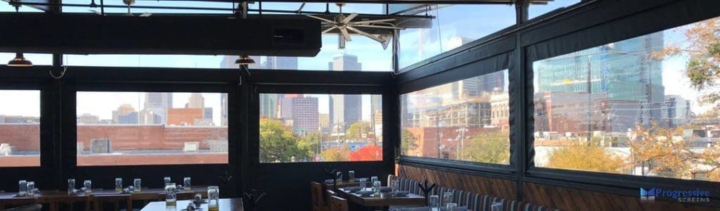 Commercial wind screen rooftop by StruXure of the Rockies
