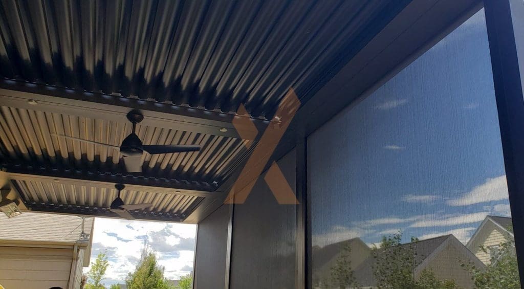 Residential motorized screen by StruXure of the Rockies