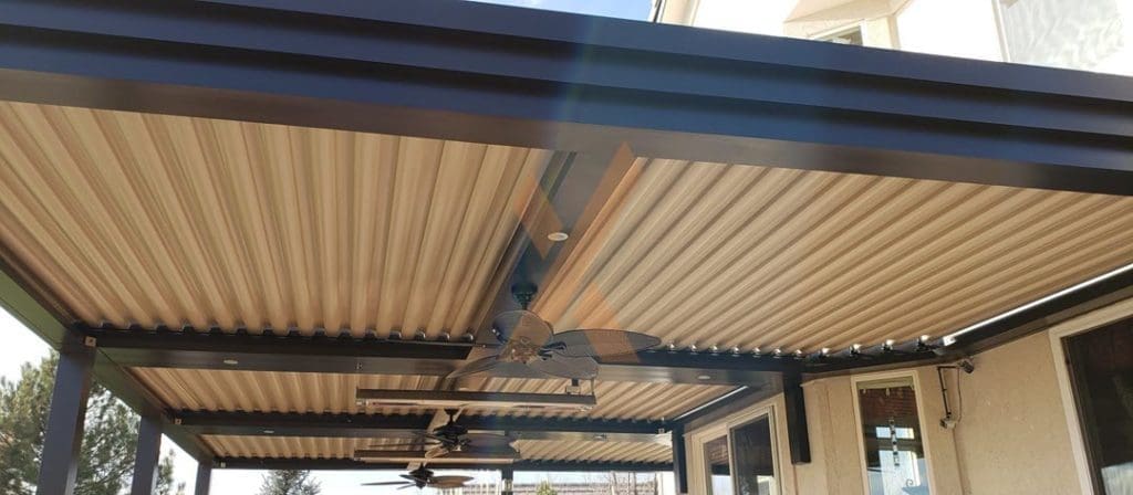 Pergola shade with fans by StruXure Denver