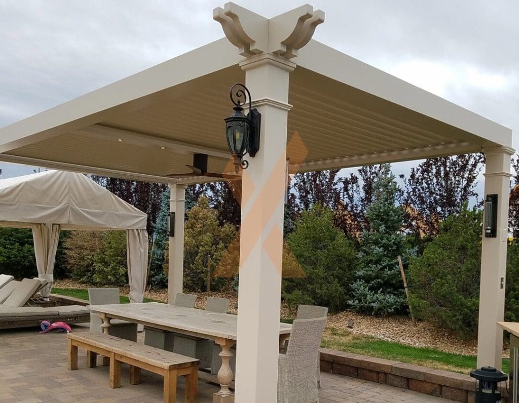 Pool deck Denver pergola Lawrence by StruXure of the Rockies