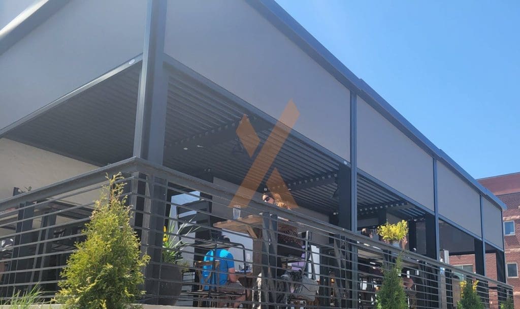 Shade for Patio Seating Commercial Pergola by StruXure of the Rockies