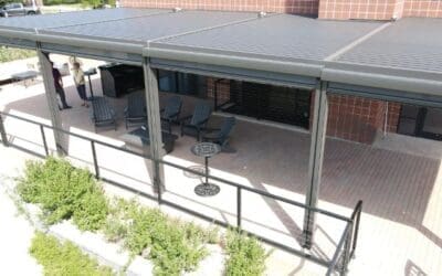 Pergola with Motorized Louvers Makes a Perfect Remote Workspace